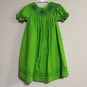 Addie Renee By Smocked A Lot Dress Size 4T Leaf Clover Green St. Patrick's Dress